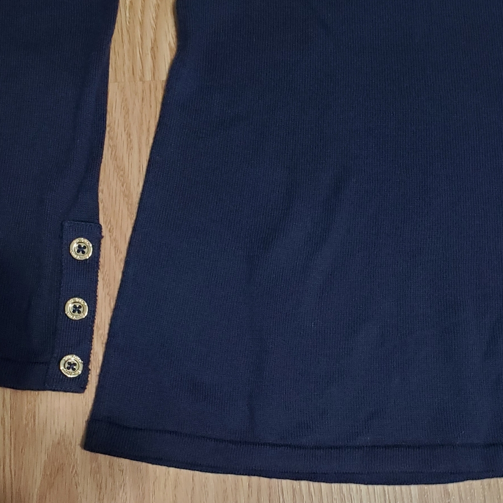 Lilly Pulitzer size xs lyon wool blend knit pullover cold shoulder sweater navy - Picture 4 of 9